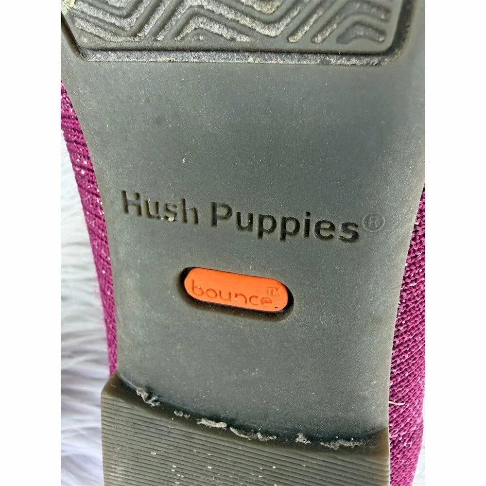 Hush Puppies Bounce Womens Flats Burgundy Sparkle Pointed Toe Slip-On